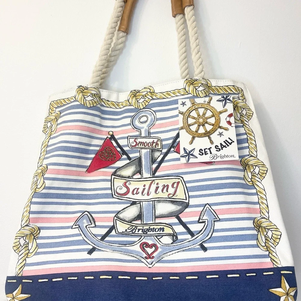 Brighton "Sail Into Summer" Nautical Canvas Tote Bag | NWT | $100 Retail - Picture 4 of 9